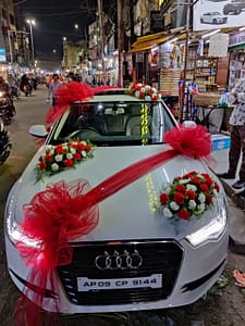 Decorated wedding car on rent